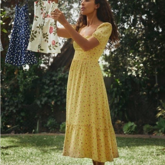 Reformation Dresses & Skirts - Reformation Mustard Floral Midi Dress - Size US 4